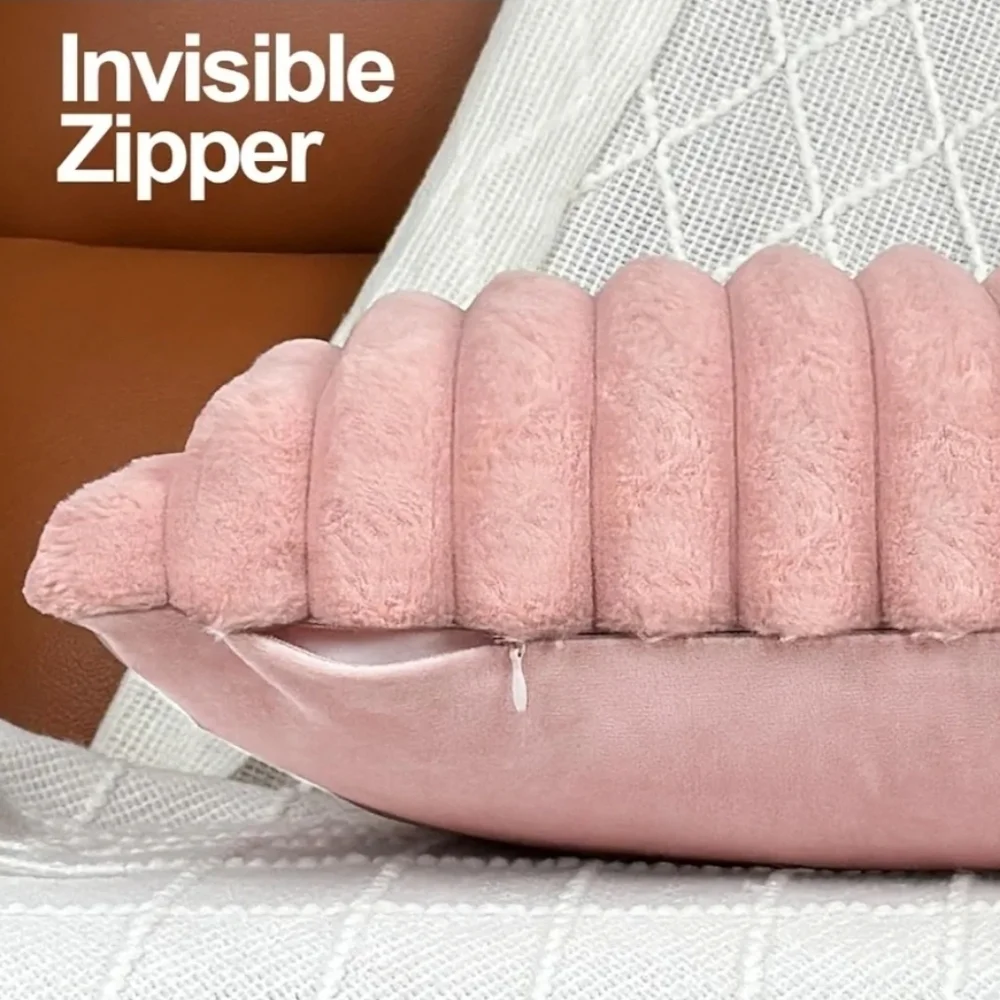 Luxurious Pink Plush Pillow Covers NEW 18x18